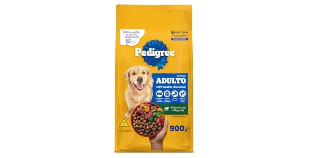Ração Pedigree Cães Adultos Raças Médias e Grandes Carne e Vegetais 900g